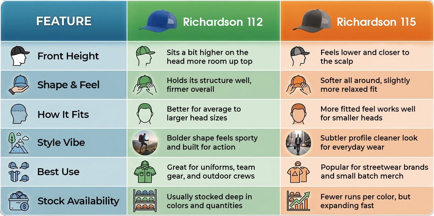 richardson 112 vs 115 comparison table