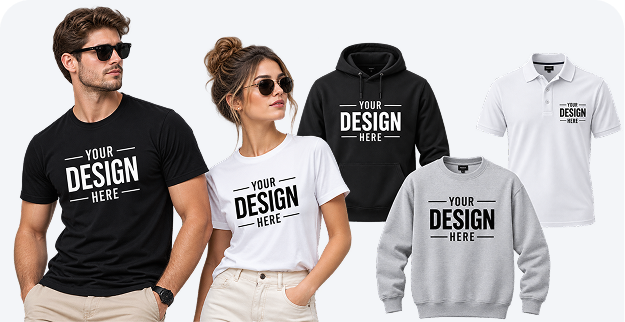 Custom printed and embroidered apparel samples