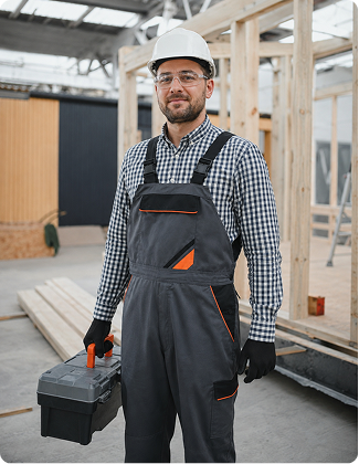 Construction and infrastructure workers wearing blank uniforms