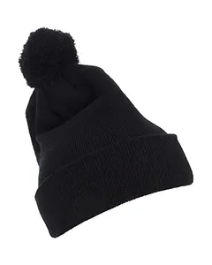 1501P Yupoong Cuffed Knit Beanie with Pom Pom Hat