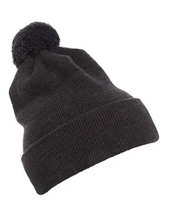 1501P Yupoong Cuffed Knit Beanie with Pom Pom Hat