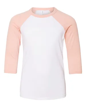 3200Y Bella + Canvas Kids Reglan ¾ Sleeves Baseball Tee