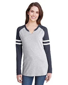 3534 LAT Womens Fine Jersey Mash Up Long Sleeve T-Shirt