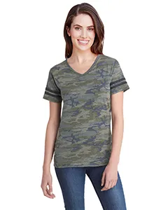 3537 LAT Womens Football V-Neck Fine Jersey Tee