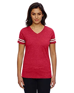 LAT 3537 Womens Football V-Neck Fine Jersey Tee