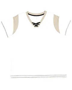 3833 LAT Womens Curvy Lace Up Fine Jersey Tee