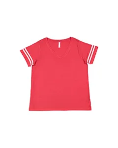 3837 LAT Ladies Curvy Football T-Shirt