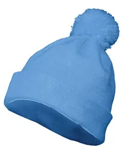 6816 Augusta Drop Ship Two Layer Acrylic Knit Pom Beanie