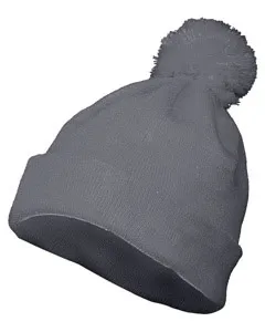 6816 Augusta Drop Ship Two Layer Acrylic Knit Pom Beanie