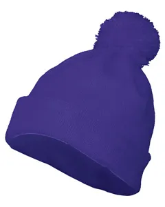 6816 Augusta Drop Ship Two Layer Acrylic Knit Pom Beanie