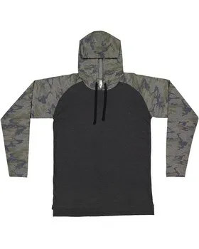 6917 LAT Mens Hooded Raglan Long Sleeve Fine Jersey T-Shirt