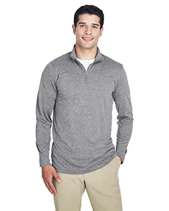 8618 UltraClub Mens Cool & Dry Heathered Performance Quarter-Zip
