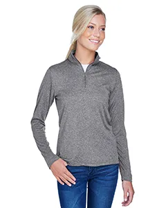 8618W UltraClub Ladies Cool & Dry Heathered Performance Quarter-Zip