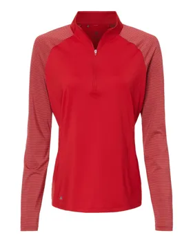 A521 adidas Golf Womens Stripe Block Quarter-Zip Pullover