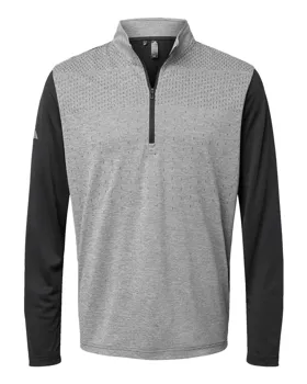 A522 adidas Golf Heather Block Print Quarter-Zip Pullover