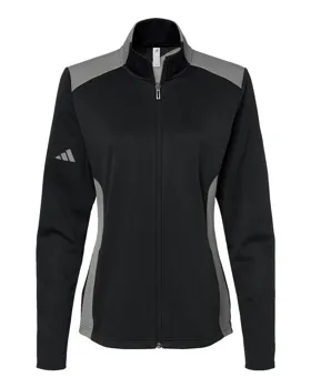 A529 adidas Golf Womens Textured Mixed Media Full-Zip Jacket