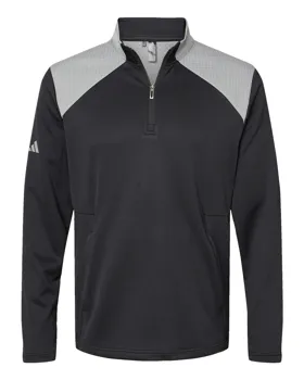 A532 adidas Golf Textured Mixed Media Quarter-Zip Pullover
