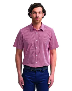RP221 Artisan Collection by Reprime Mens Microcheck Gingham Short-Sleeve Cotton Shirt