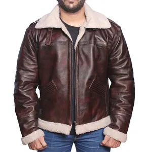 JNLJ186 B3 Tom Brown 100% Real Sheepskin Leather Jacket