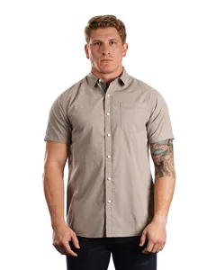 B9290 Burnside Mens Peached Poplin Short Sleeve Woven Shirt
