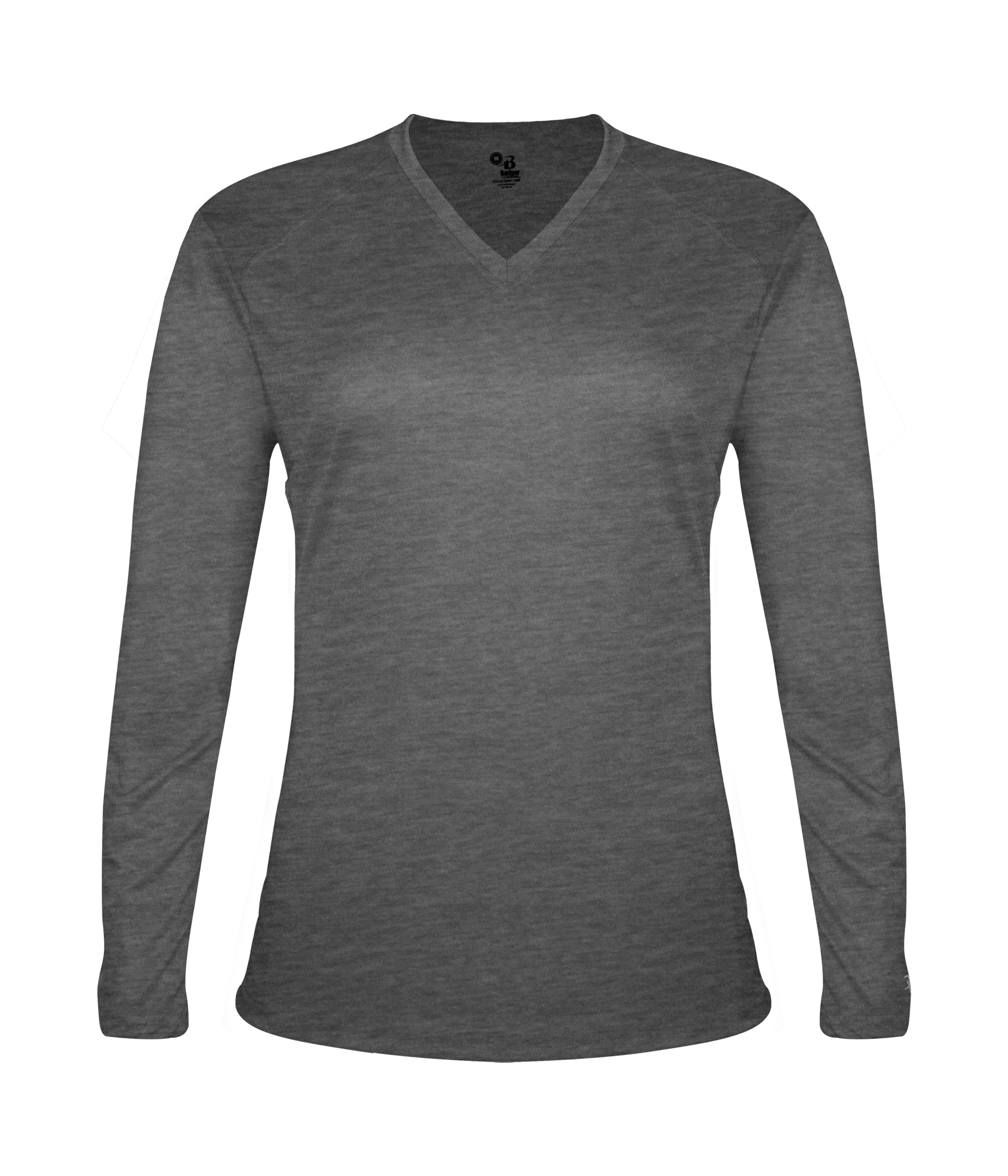 496400 BADGER TRI-BLEND LADIES V-NECK L/S T