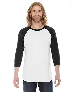 BB453W American Apparel Unisex Poly-Cotton 3/4-Sleeve Raglan T-Shirt