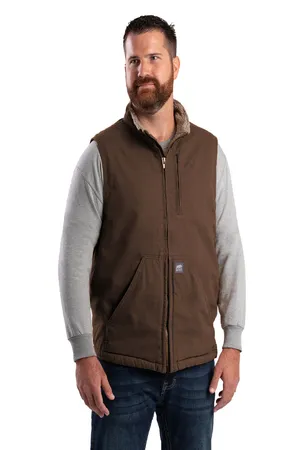 V818 Berne Mens Heartland Sherpa-Lined Washed Duck Vest