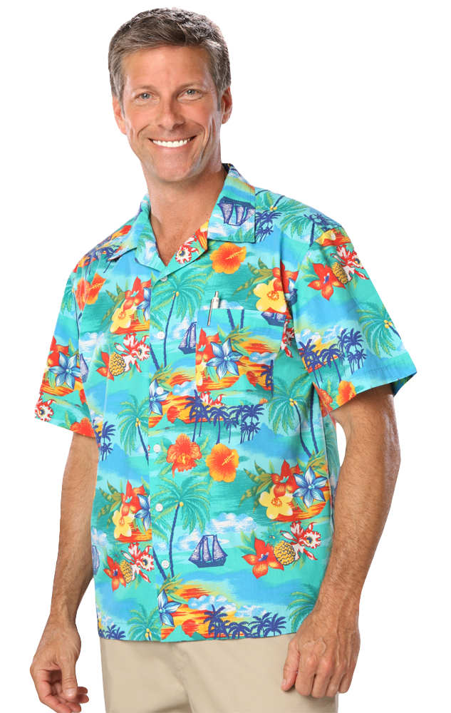 BG3103 Blue Generation Tropic Print Camp Shirt