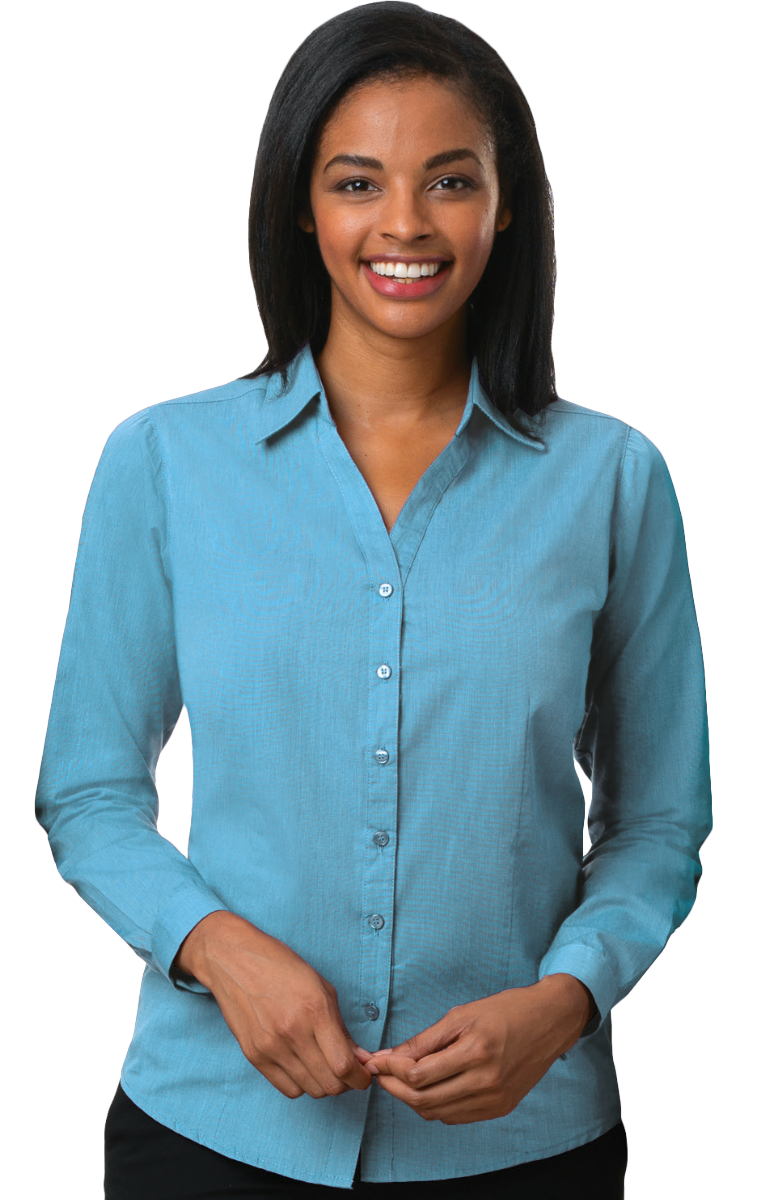 BG6215-Closeout Blue Generation Ladies L/S Crossweave Shirt