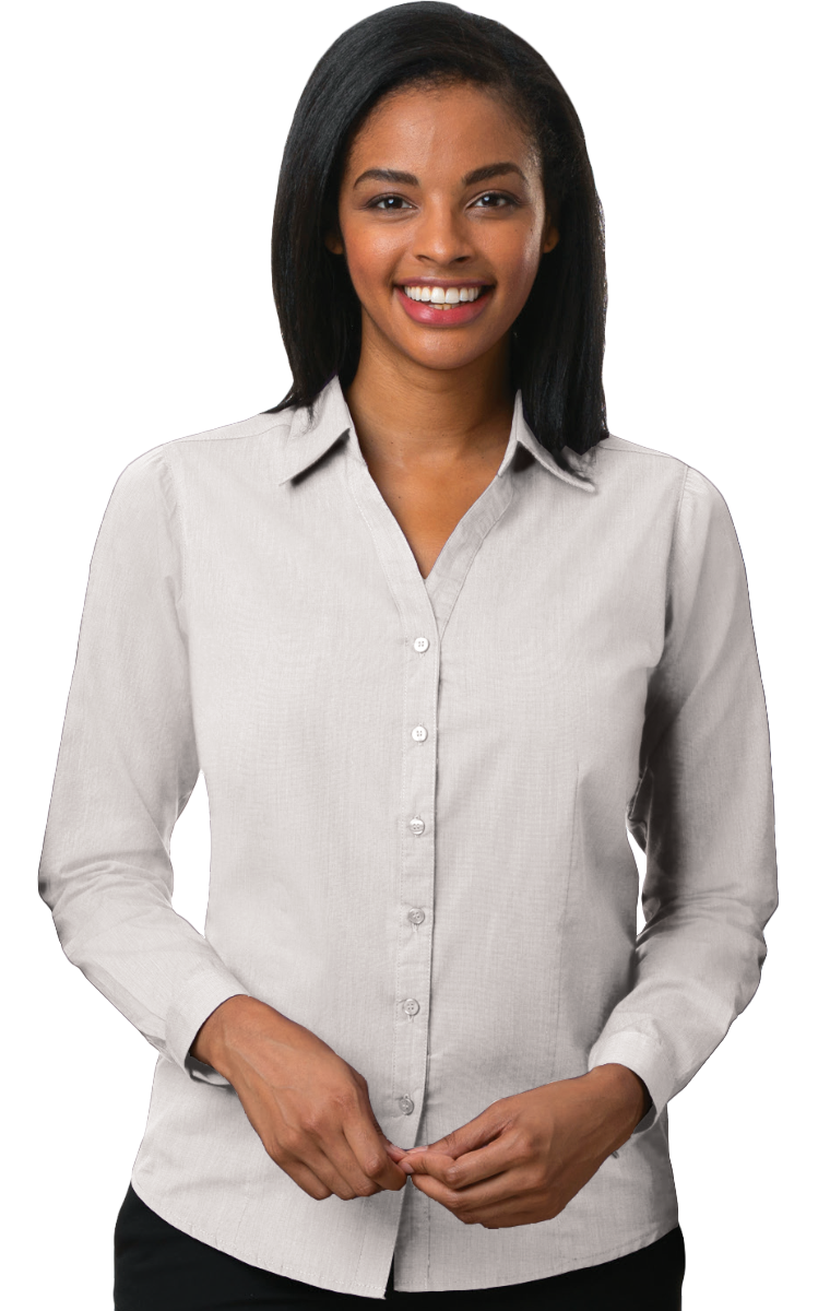 BG6215 Blue Generation Ladies L/S Crossweave Shirt