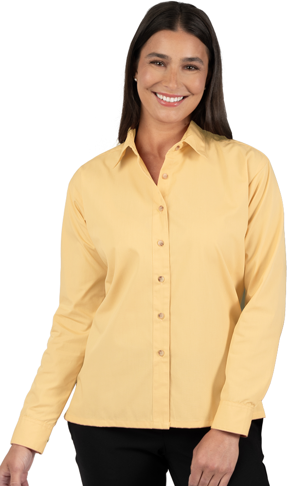 BG6216 Blue Generation Ladies L/S Superblend Poplin Shirt with Bone Buttons
