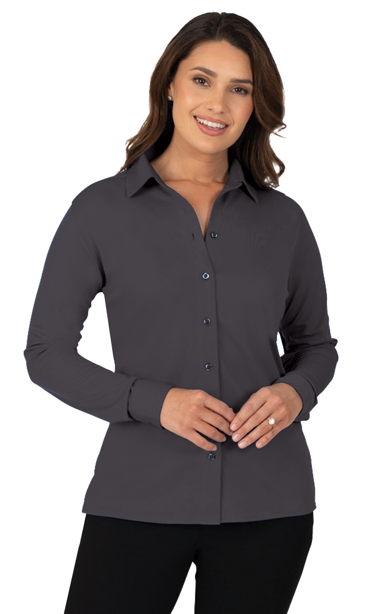 BG6273 Blue Generation Ladies Knit Stretch Woven Shirt
