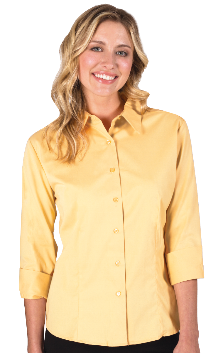BG6330 Blue Generation Ladies 3/4 Sleeve Fine Line Twill Shirt
