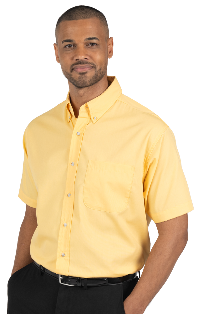 BG7216S Blue Generation Mens S/S Superblend Poplin Shirt with Bone Buttons