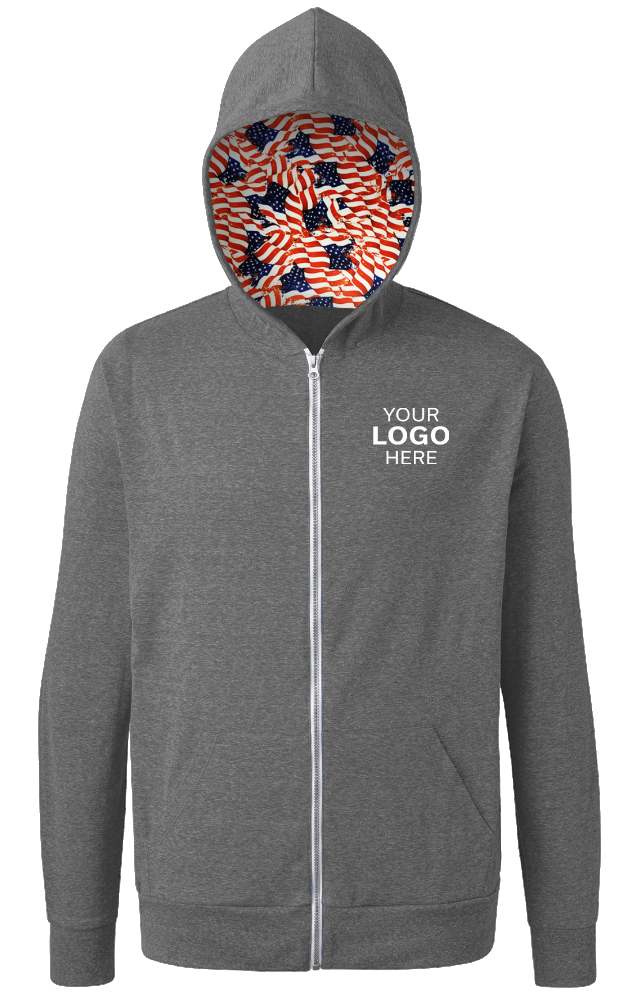 Blue Generation BG7308HA Americana Triblend Contrast Zip Hoodie