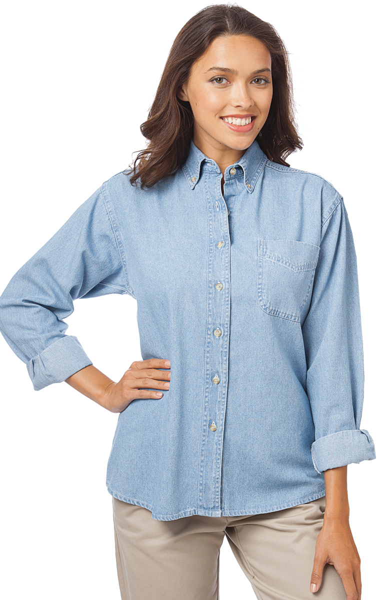 BG8202 Blue Generation Ladies L/S 100% Cotton Denim Shirt BG8202 Blue Generation Ladies L/S 100% Cotton Denim Shirt