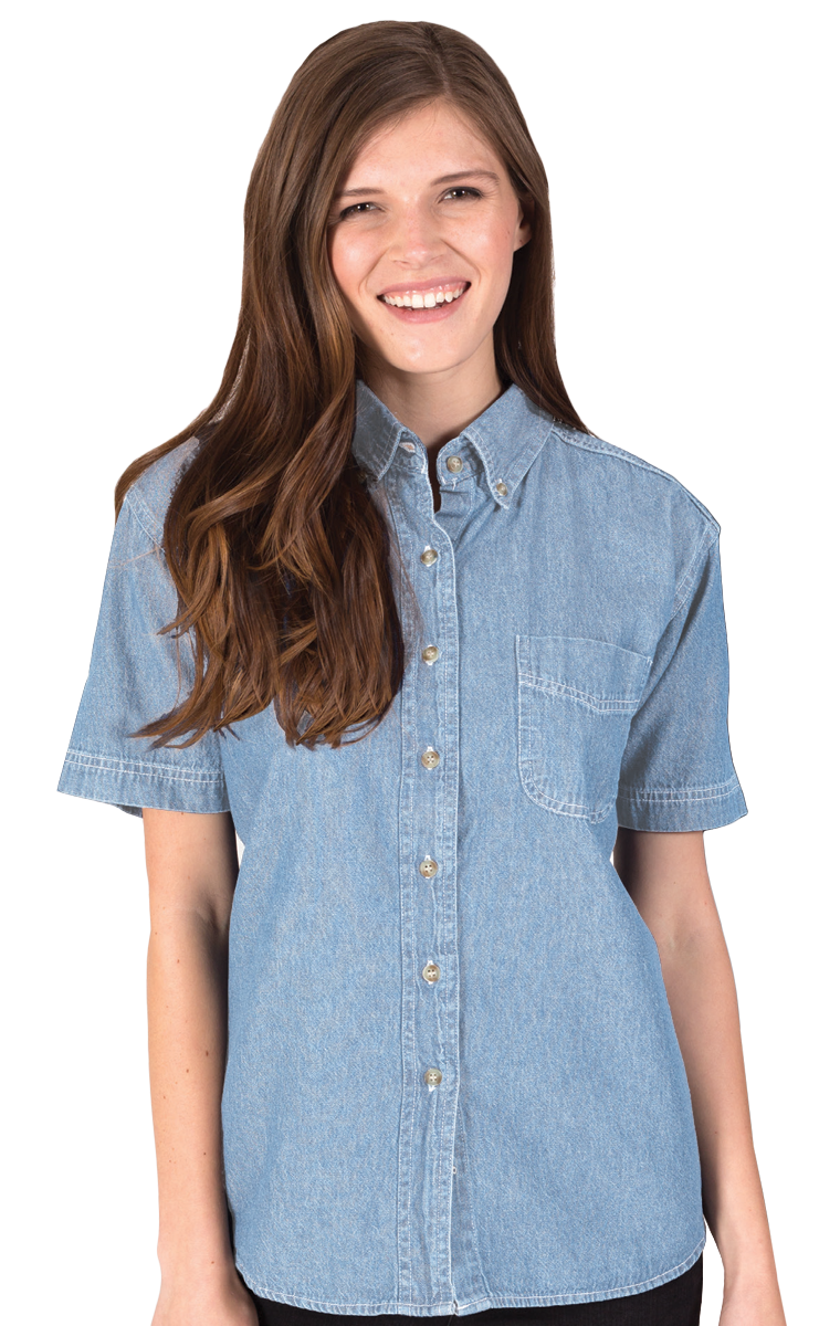 BG8202S Blue Generation Ladies S/S 100% Cotton Denim Shirt