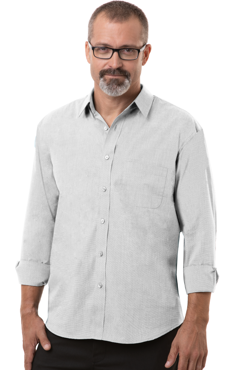 BG8216 Blue Generation Mens L/S Untucked Fit Crossweave