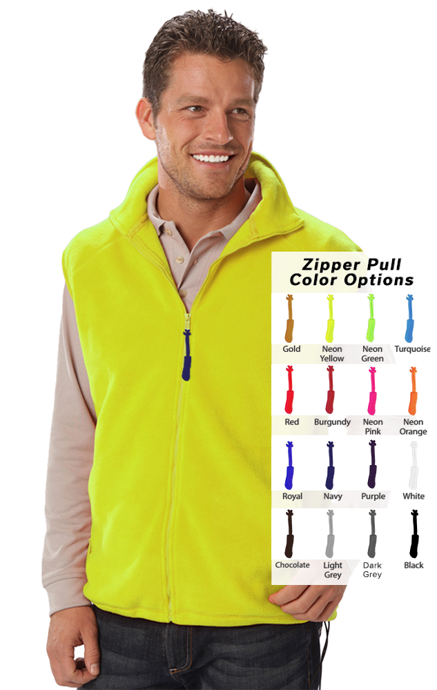 BG9953B Blue Generation Custom Zipper Pull Polar Fleece Vest
