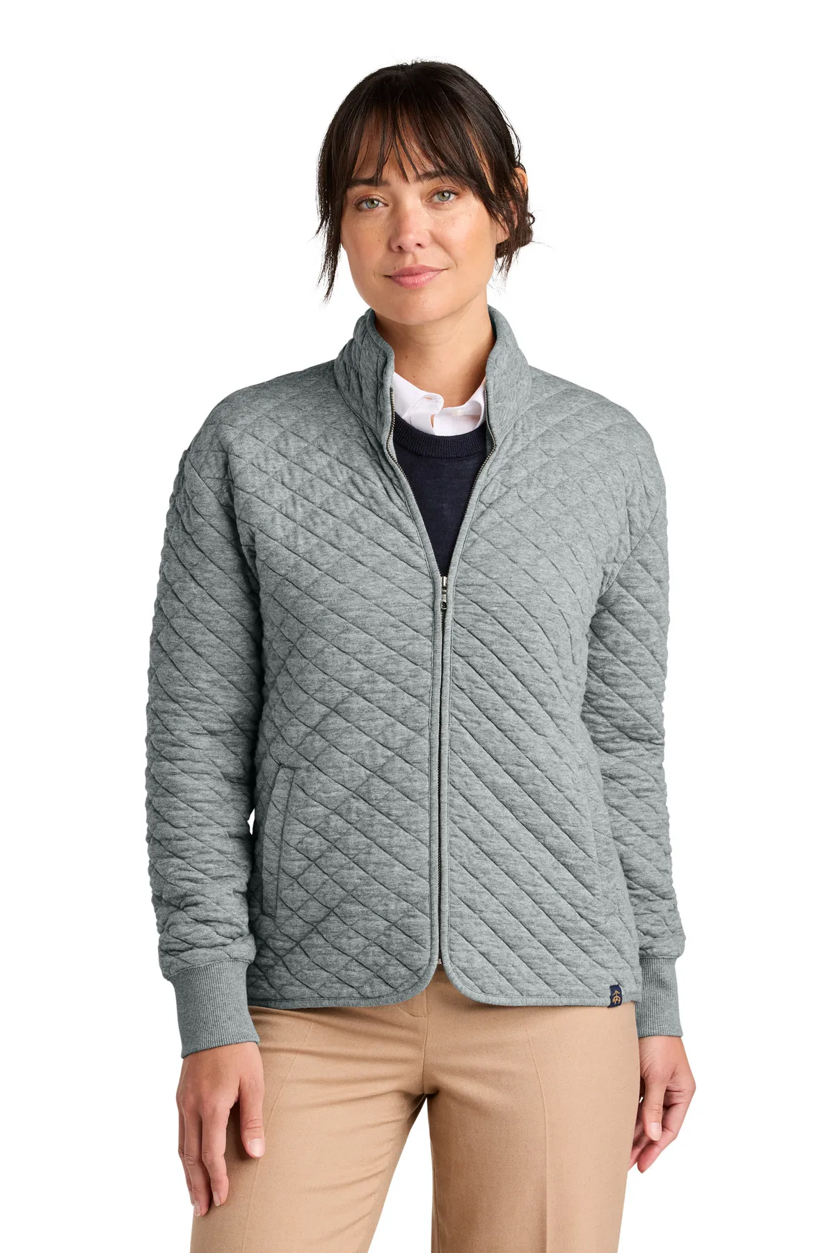 BB18213 Brooks Brothers Womens Diamond Quilt Full-Zip