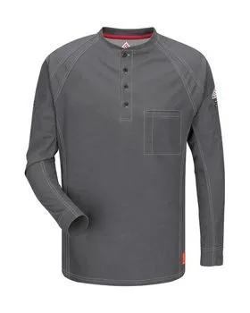 QT20L Bulwark Long Sleeve Henley Long Sizes