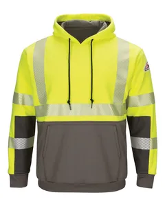 SMB4 Bulwark Hi-Visibility Color-Blocked Pullover Hooded Fleece Sweatshirt