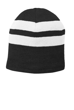 C922 Port & Company Fleece-Lined Striped Beanie Cap.