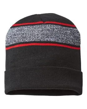 RKV12 CAP AMERICA USA-Made Variegated Striped Cuffed Beanie
