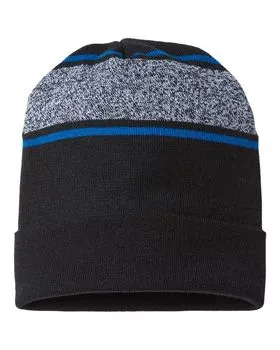 RKV12 CAP AMERICA USA-Made Variegated Striped Cuffed Beanie