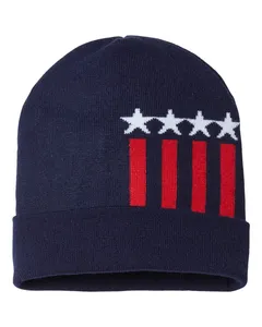 RK12 CAP AMERICA USA-Made Patriotic Cuffed Beanie