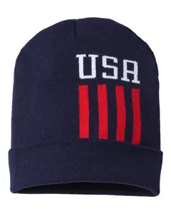 RK12 CAP AMERICA USA-Made Patriotic Cuffed Beanie