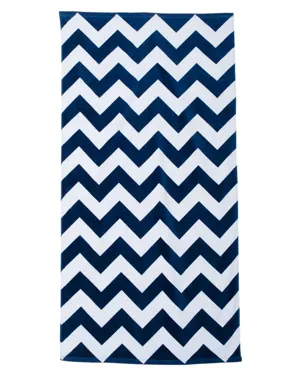 C3060X Carmel Towel Company Chevron Velour Beach Towel