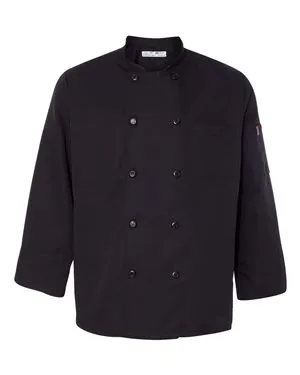 0425 Chef Designs Ten Pearl Button Black Chef Coat