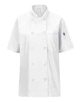 045X Chef Designs Womens Mimix Short Sleeve Chef Coat with OilBlok